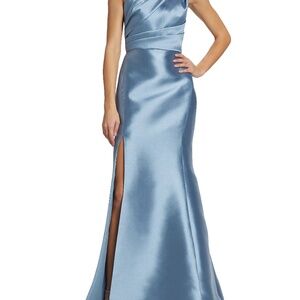 Amsale Mikado Dress one shoulder with bow